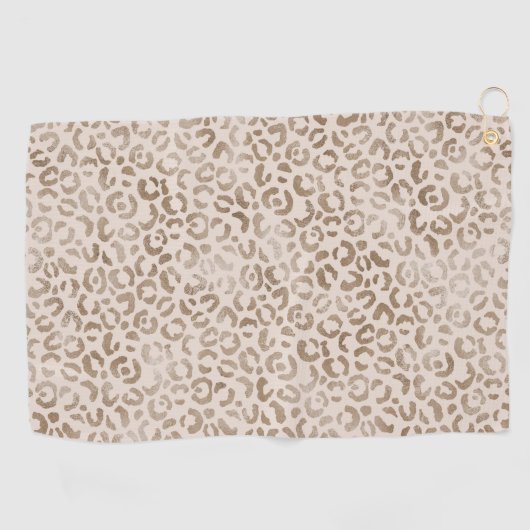 Cream Brown Leopard Print Golfhanddoek (Horizontaal)
