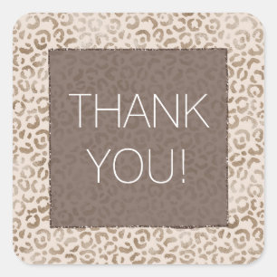 Cream Brown Leopard Print Hartelijk dank    Vierkante Sticker