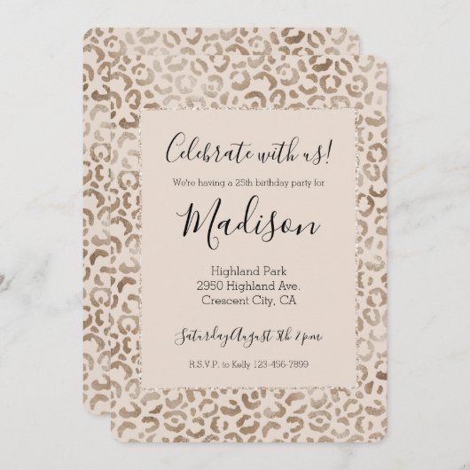 Cream Brown Leopard Print Kaart (Voorkant / Achterkant)