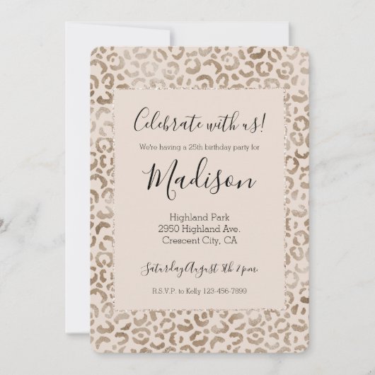 Cream Brown Leopard Print Kaart (Voorkant)