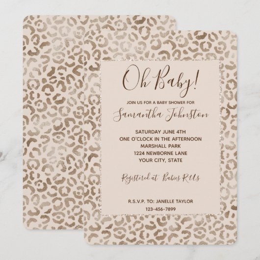 Cream Brown Leopard Print Kaart (Voorkant / Achterkant)