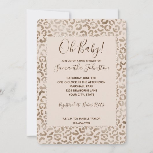 Cream Brown Leopard Print Kaart (Voorkant)