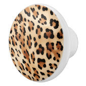 Cream Brown Leopard Print Keramische Knop (Rechts)