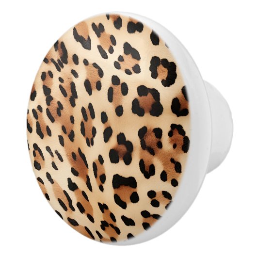 Cream Brown Leopard Print Keramische Knop (Rechts)