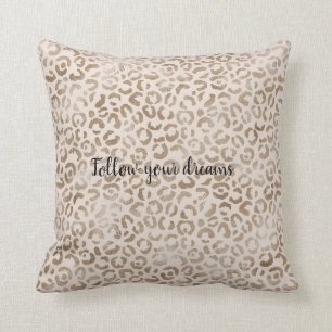 Cream Brown Leopard Print Kussen