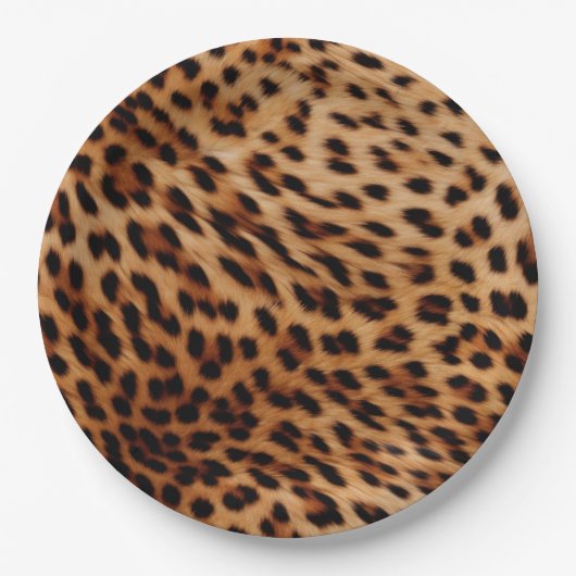 Cream Brown Leopard Print Papieren Bordje (Voorkant)
