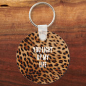Cream Brown Leopard Print Sleutelhanger (Voorkant)