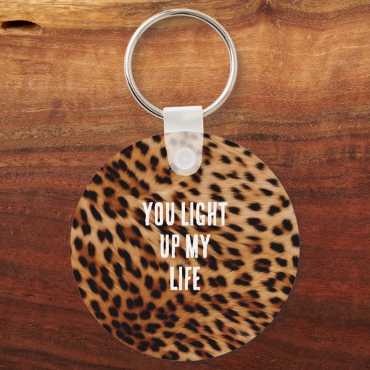 Cream Brown Leopard Print Sleutelhanger (Voorkant)