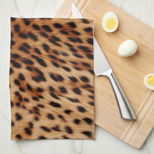 Cream Brown Leopard Print Theedoek (Quarter Fold)