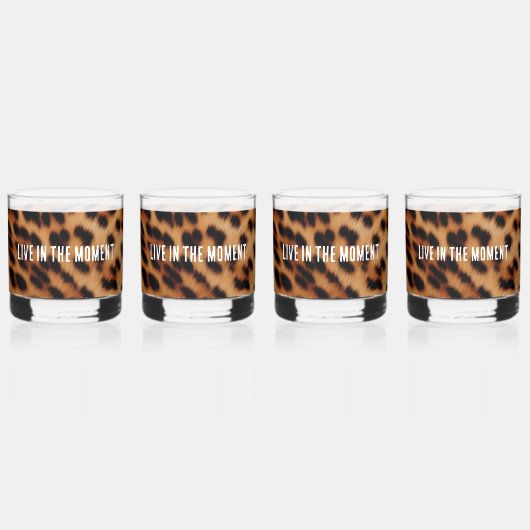 Cream Brown Leopard Print Whisky Glas (Voorkant)