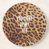 Cream Brown Leopard Print Zandsteen Onderzetter (Voorkant)