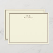 Cream & Brown Monogrammed Notitiekaartje (Voorkant / Achterkant)