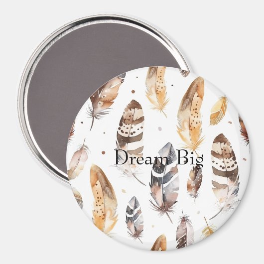 Cream Brown Native Feathers Magneet (Voorkant / Achterkant)