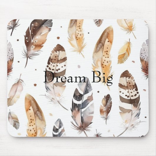 Cream Brown Native Feathers Muismat (Voorkant)