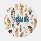 Cream Brown Native Tribal Feathers Christmas Keramisch Ornament (Voorkant)