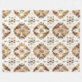Cream Brown Native Tribal Fleece Deken (Voorkant (Horizontaal))