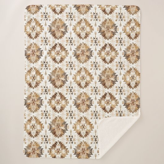 Cream Brown Native Tribal Sherpa Deken (Voorkant)