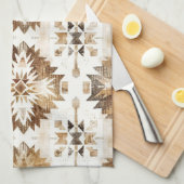 Cream Brown Native Tribal Theedoek (Quarter Fold)