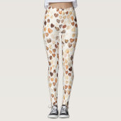 Cream Brown Peach Coffee Beans Hearts  Leggings (Voorkant)