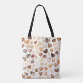Cream Brown Peach Coffee Beans Hearts Tote Bag (Achterkant)