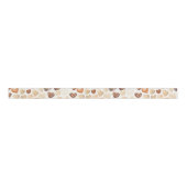 Cream Brown  Peach Heart Coffee Beans Grosgrain Lint (Voorkant)