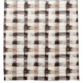 Cream Brown Plaid Stripes   Douchegordijn (Voorkant)