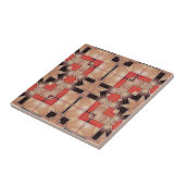 Cream Brown Red Cool Geometric Mosaic Patroon Tegeltje (Zijkant)