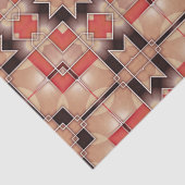 Cream Brown Red Cool Geometric Mosaic Patroon Tissuepapier (Detail)