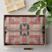Cream Brown Red Cool Geometric Mosaic Patroon Tissuepapier (Geschenk)