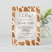 Cream Brown Safari Giraffe Animal Baby shower Kaart (Staand voorkant)