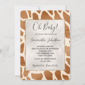 Cream Brown Safari Giraffe Animal Baby shower Kaart (Voorkant)