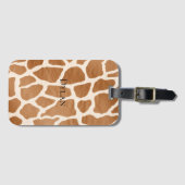 Cream Brown Safari Giraffe Animal Print Bagagelabel (Voorkant (horizontaal))