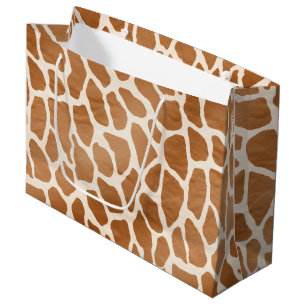 Cream Brown Safari Giraffe Animal Print Groot Cadeauzakje