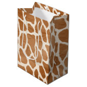 Cream Brown Safari Giraffe Animal Print Medium Cadeauzakje (Voorkant Gekanteld)