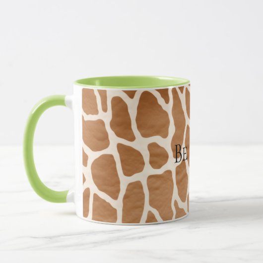 Cream Brown Safari Giraffe Animal Print Mok (Links)