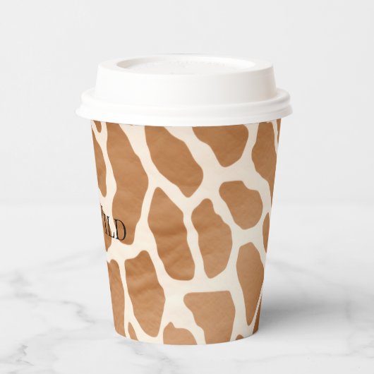 Cream Brown Safari Giraffe Animal Print Papieren Bekers (Links)