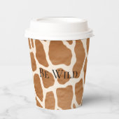 Cream Brown Safari Giraffe Animal Print Papieren Bekers (Voorkant)