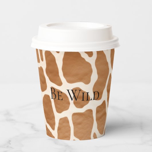 Cream Brown Safari Giraffe Animal Print Papieren Bekers (Voorkant)