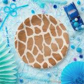 Cream Brown Safari Giraffe Animal Print Papieren Bordje (Feest)