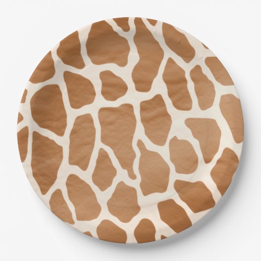 Cream Brown Safari Giraffe Animal Print Papieren Bordje (Voorkant)