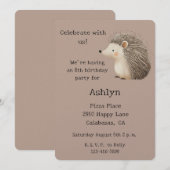 Cream Brown Schattigee Hedgehog Animal Birthday Kaart (Voorkant / Achterkant)