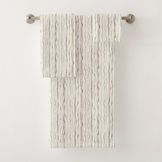 Cream Brown Stripes Bad Handdoek (Insitu)