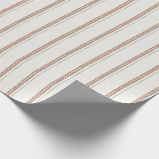 Cream Brown Stripes Christmas Cadeaupapier (Hoek)