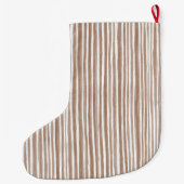 Cream Brown Stripes Christmas Grote Kerstsok (Achterkant)