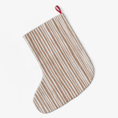 Cream Brown Stripes Christmas Grote Kerstsok (Achterkant (Hangend))