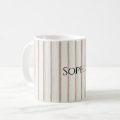 Cream Brown Stripes Christmas Koffiemok (Voorkant links)