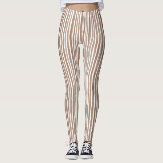 Cream Brown Stripes Leggings (Voorkant)