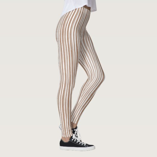Cream Brown Stripes Leggings (Rechts)