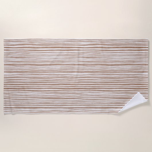 Cream Brown Stripes   Strandlaken (Voorkant)