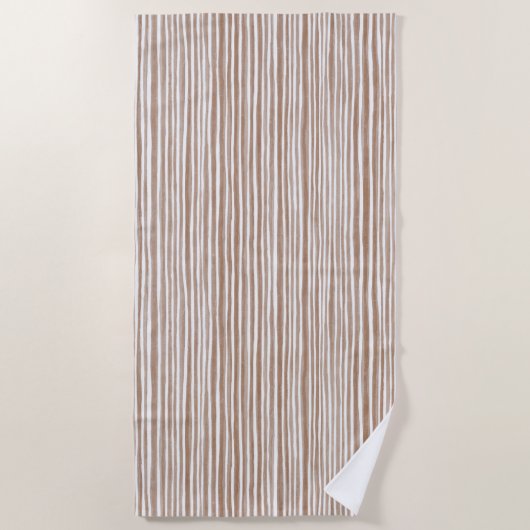 Cream Brown Stripes   Strandlaken (Voorkant)
